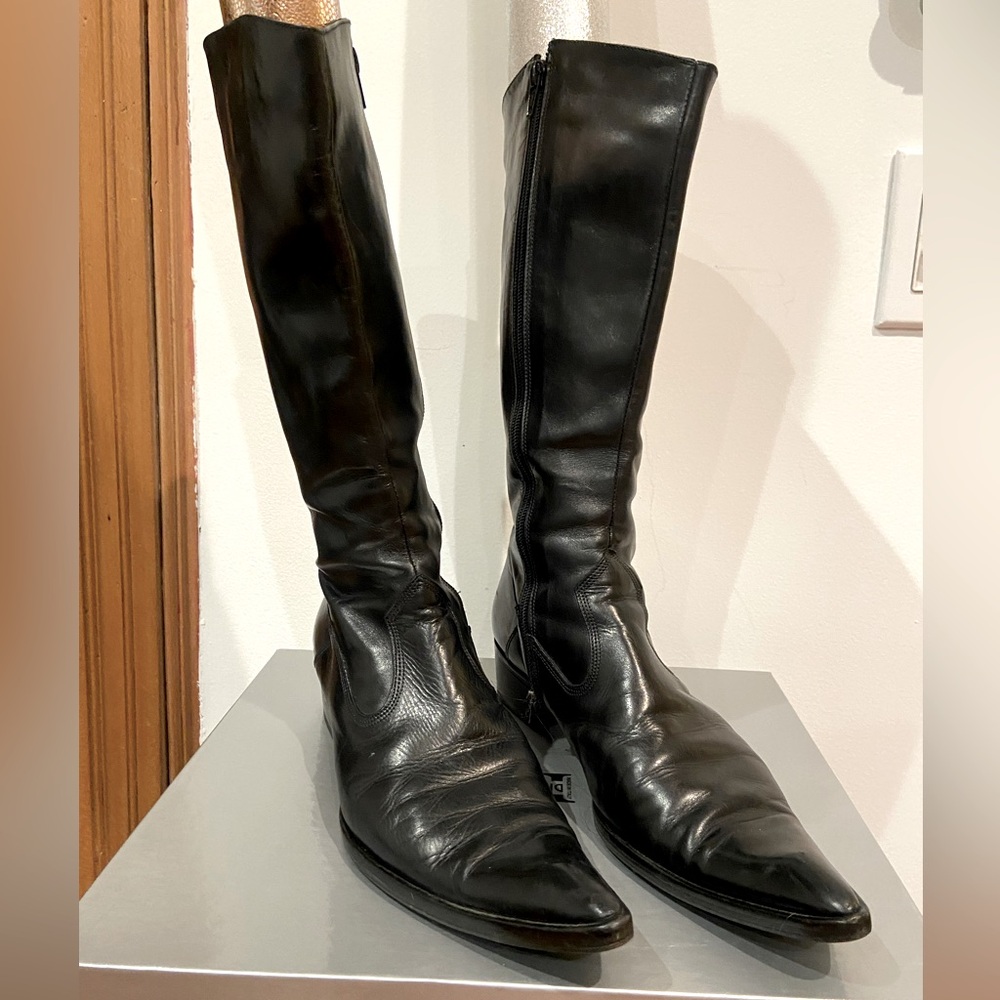Witchy Black Leather Boots W sz 40